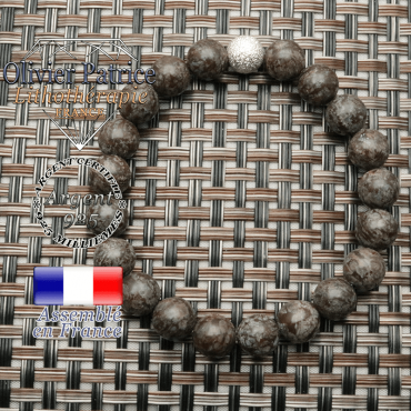 Bracelet obsidienne neige brune avec son appret strass uni argent 925 pour femme