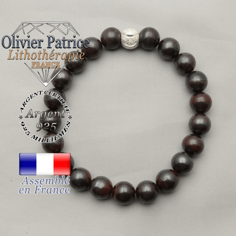 Bracelet oeil de fer naturel et strass sourire 8 mm argent 925 pour votre femme