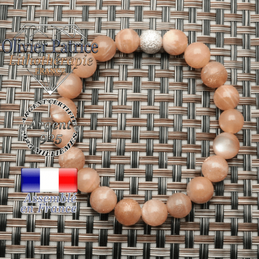 Bracelet pierre de soleil en argent 925 strass unie en 8 mm
