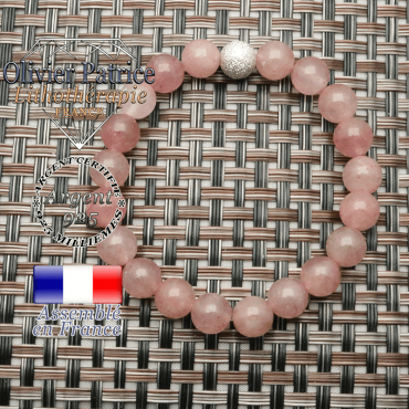 Bracelet naturel quartz fraise femme en argent 925 strass unie