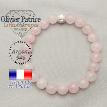 Bracelet pour sourire et retrouver son bien etre intérieur et l'amour de soi en argent 925 brillant et quartz rose naturelle