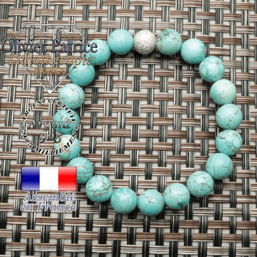 Bracelet turquoise naturel et strass argent 925 unie pour la purification