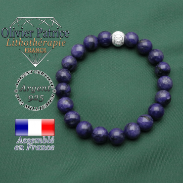 Bracelet anneaux des JO en argent 925 strass et pierres naturelles charoïte russie