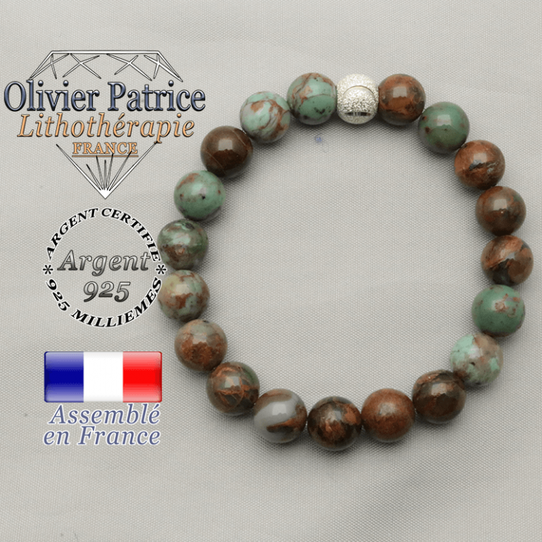 Bracelet strass sourire argent 925 et opale verte africaine pour femme