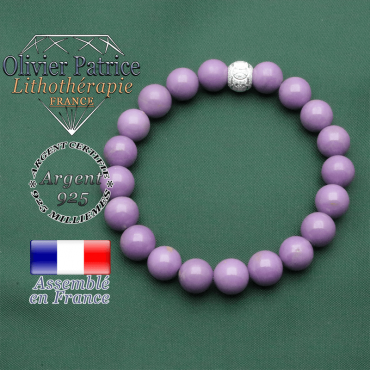 Bracelet anneaux gravés en argent 925 et brillants avec pierres naturelles rondes phosphosidérite