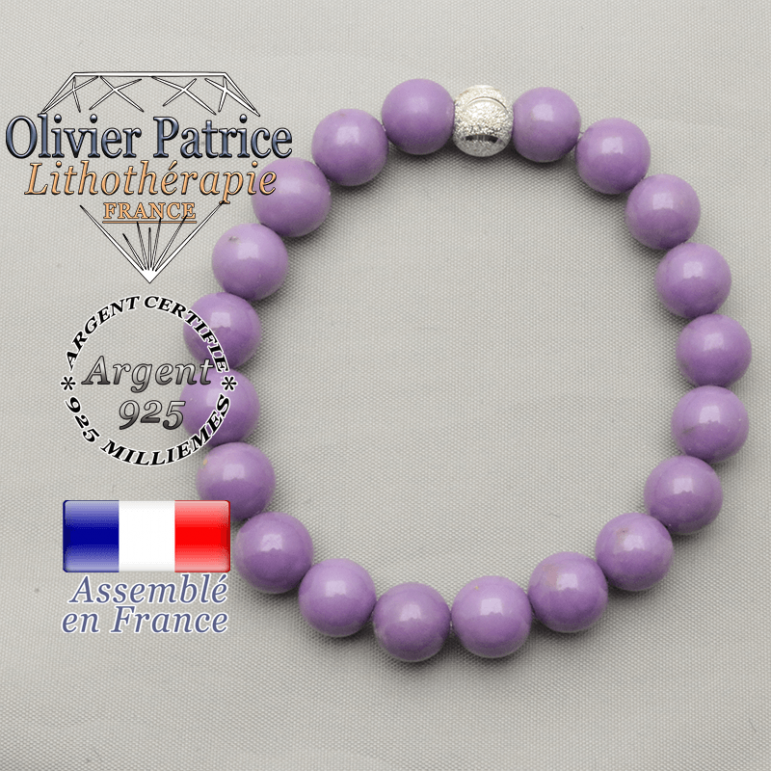 Bracelet phosphosidérite et sourire strass en argent 925 pierres entièrement naturelles