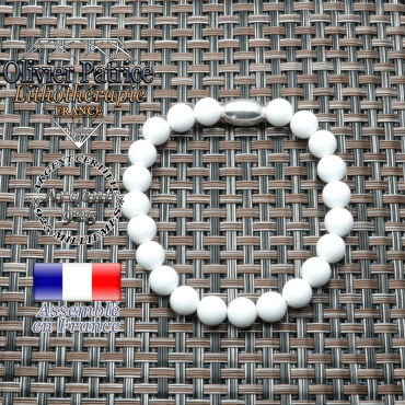 Bracelet jade blanc et apprêt olive en argent 925