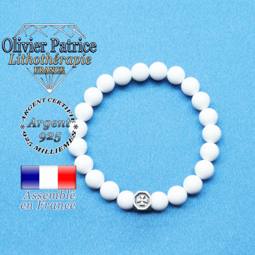 Bracelet jade blanc et cube croix des templiers en argent 925