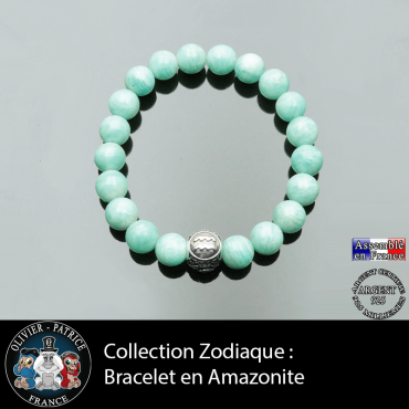 Bracelet homme en amazonite et son signe astrologique boule pour homme