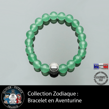 Bracelet homme en aventurine et son signe astrologique boule pour homme