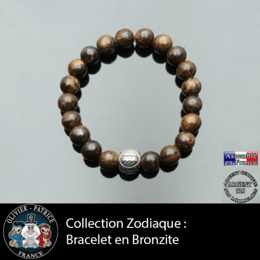 Bracelet homme en bronzite et son signe astrologique boule pour homme