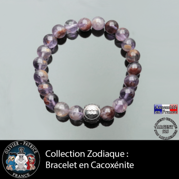 Bracelet  pour homme en cacoxénite et son signe astrologique