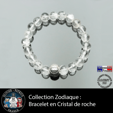 Bracelet homme en cristal de roche et son signe astro pour les hommes