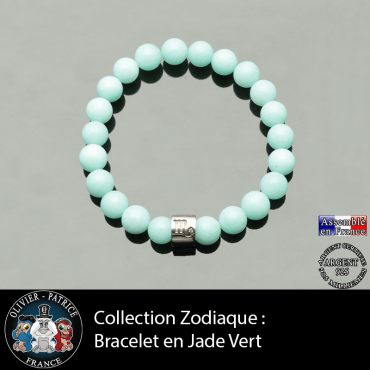 Bracelet en jade vert et son signe astrologique tube
