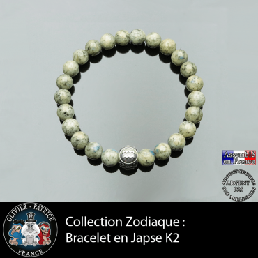 Bracelet jaspe k2 et son signe astrologique boule pour homme