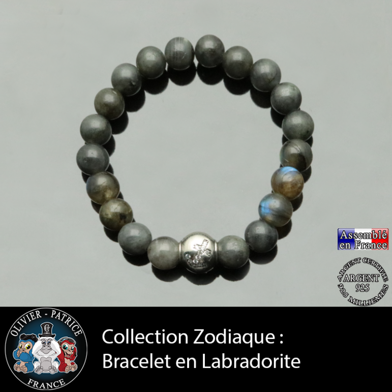 Bracelet labradorite et son signe astrologique boule zircon