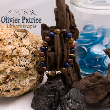 Bracelet 2 oeil de tigre et oeil de taureau en argent 925