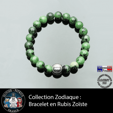 Bracelet avec sa boule 3 faces rubis zoiste et son signe astrologique