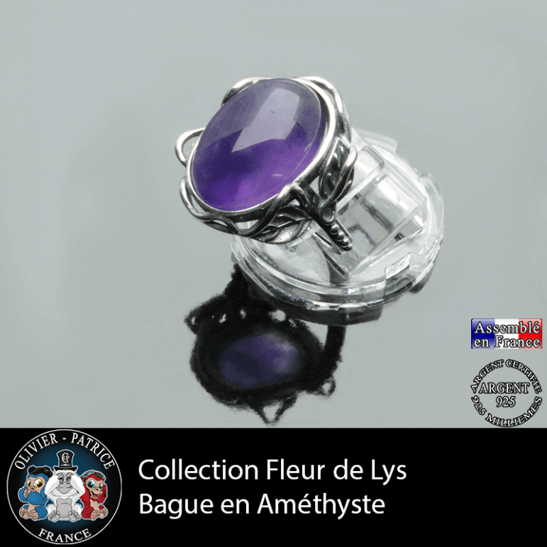 Bague collection Fleur de lys en améthyste et argent 925