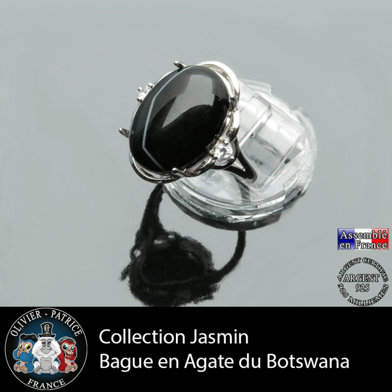 Bague Jasmin en agate du Botswana et argent 925