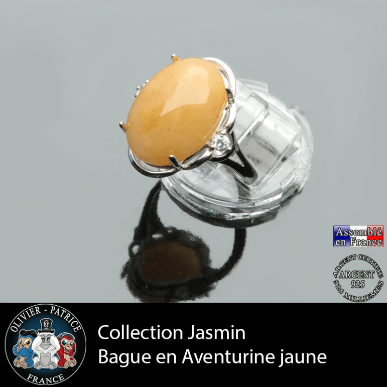 Bague Jasmin en aventurine jaune et argent 925
