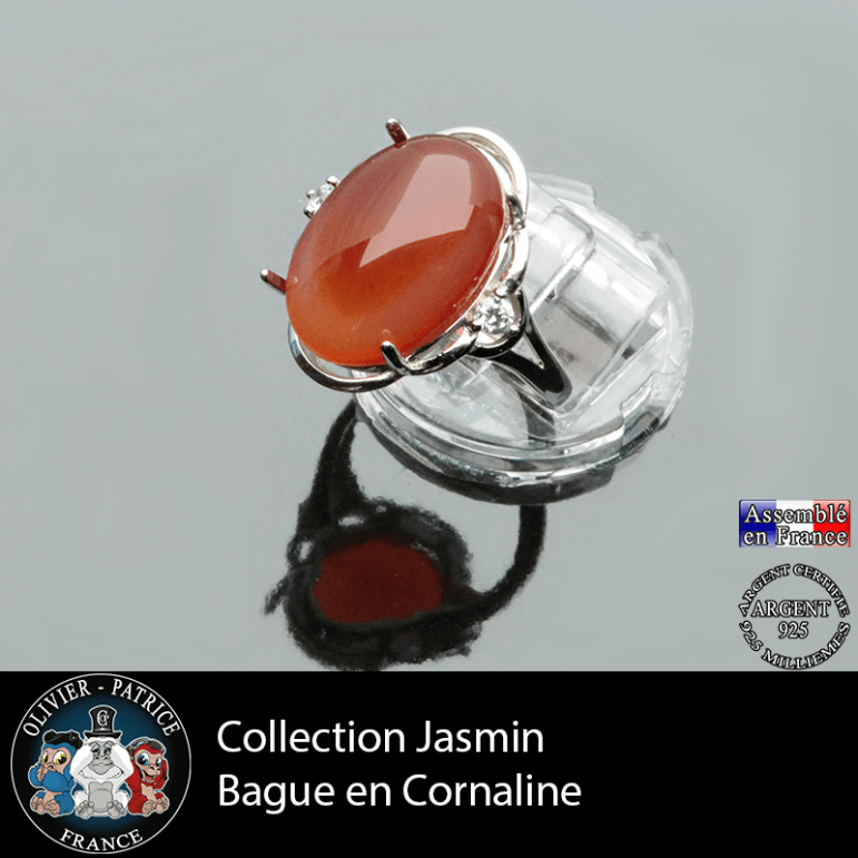 Bague Jasmin en cornaline et argent 925