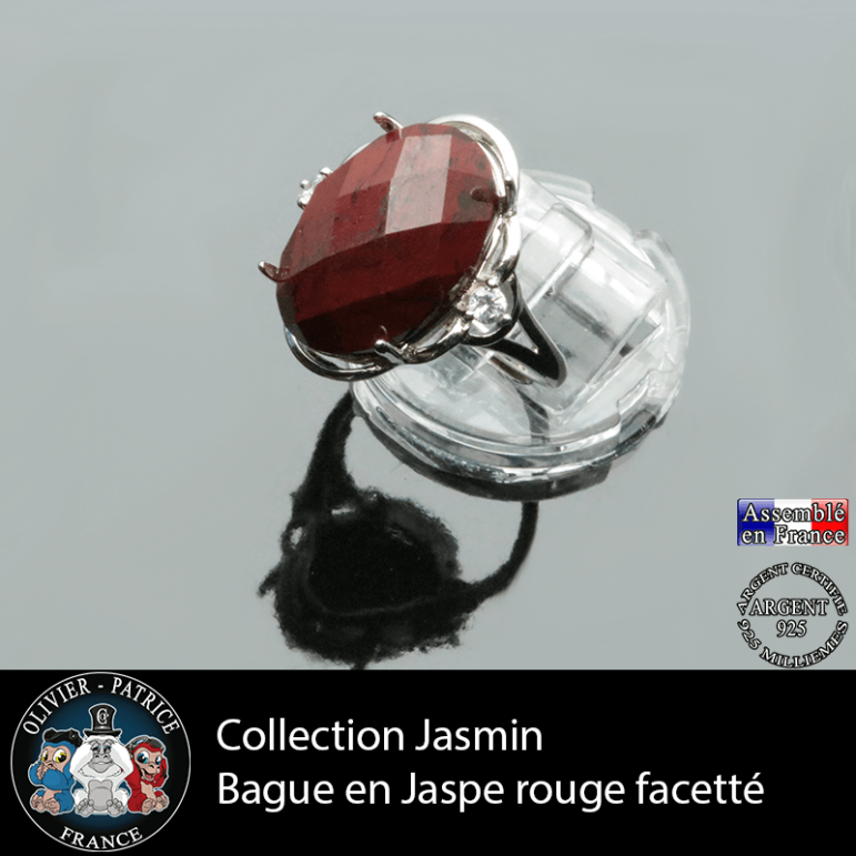Bague Jasmin en jaspe rouge et argent 925