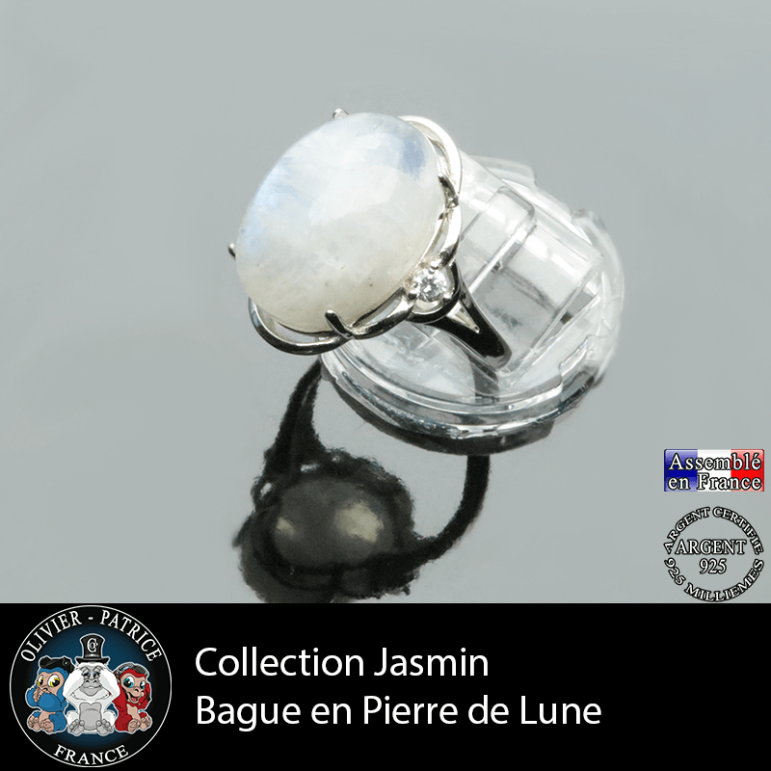 Bague Jasmin en pierre de lune et argent 925