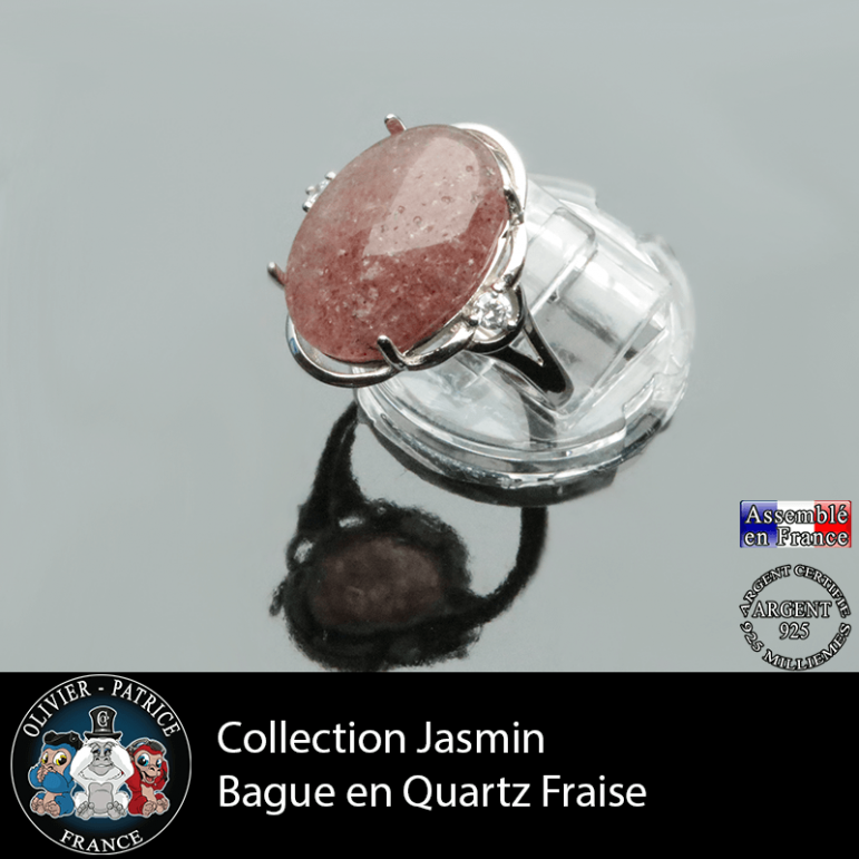 Bague Jasmin en quartz fraise et argent 925