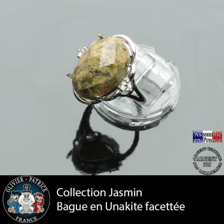 Bague Jasmin en unakite et argent 925