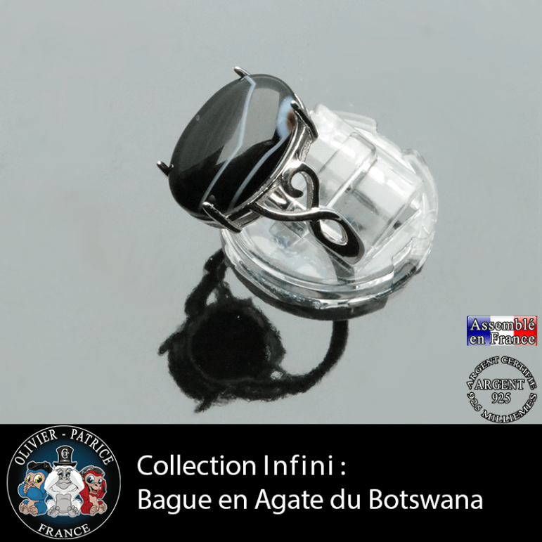 Bague Infini en agate du Botswana et argent 925
