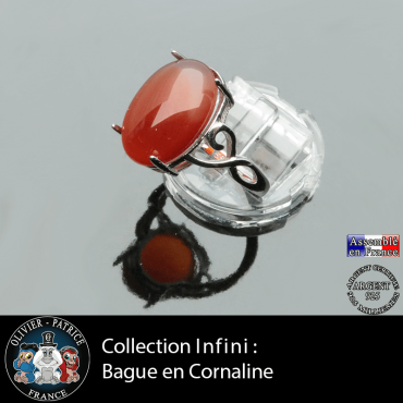 Bague Infini en cornaline et argent 925