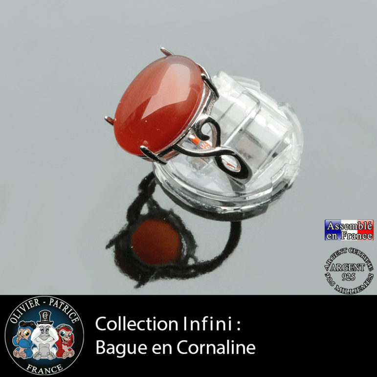 Bague Infini en cornaline et argent 925