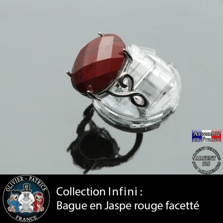 Bague Infini en jaspe rouge et argent 925