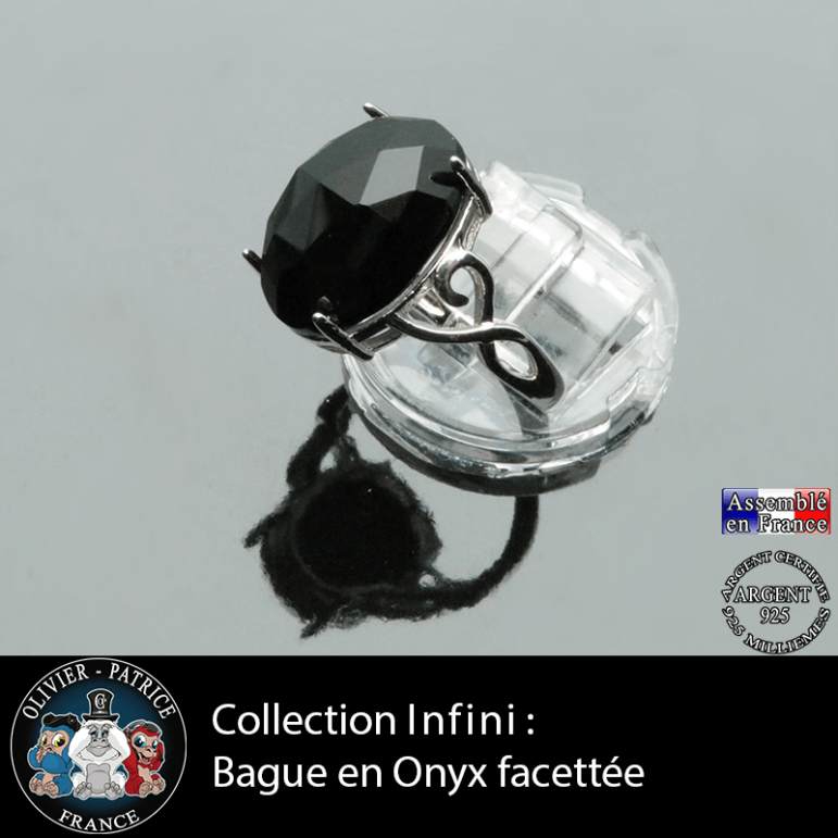 Bague Infini en onyx et argent 925
