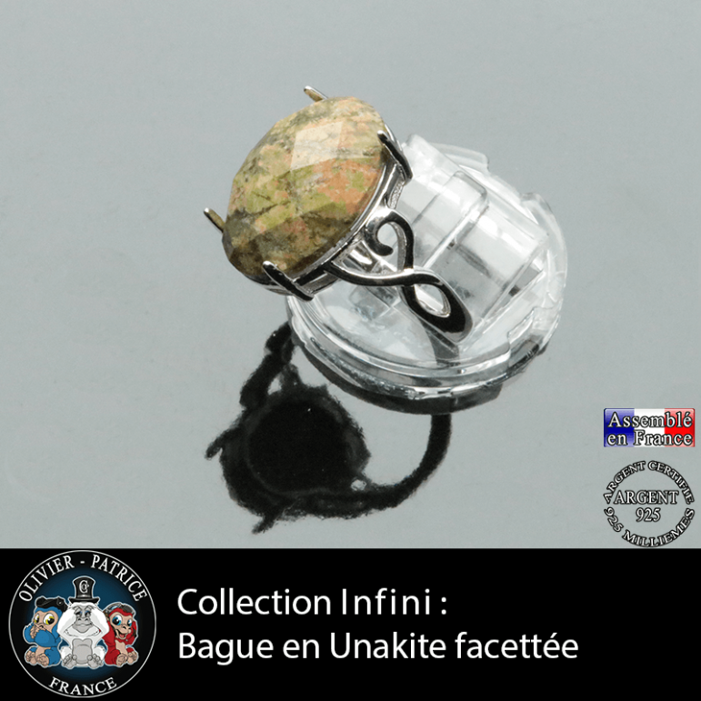 Bague Infini en unakite et argent 925
