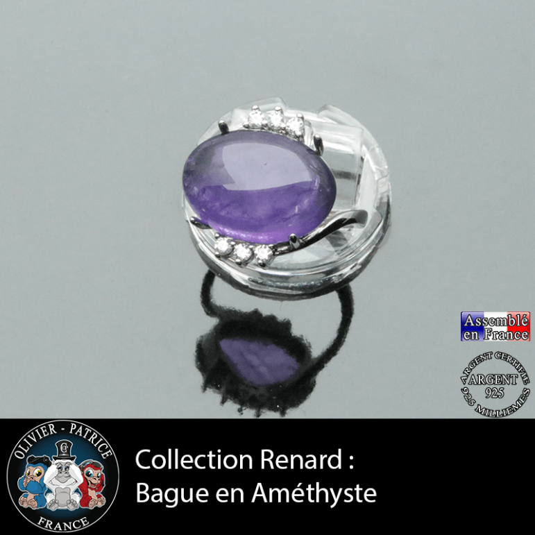 Bague collection Renard en améthyste naturelle et argent 925