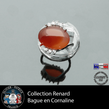 Bague Renard en cornaline et argent 925