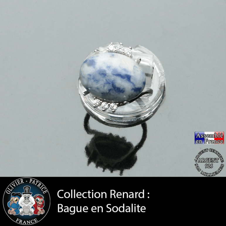 Bague collection Renard en sodalite naturelle lisse et argent 925