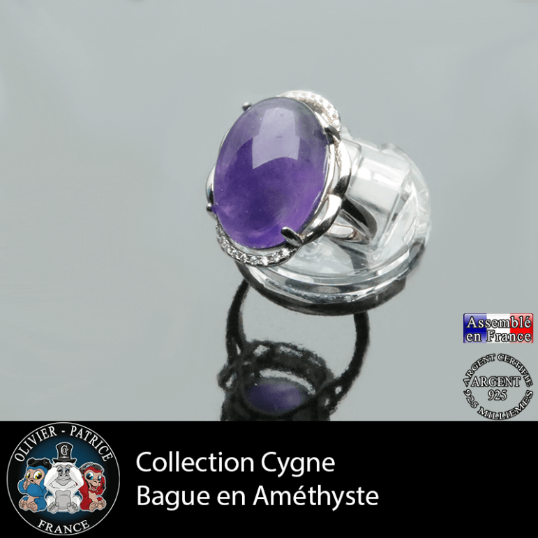 Bague Cygne en améthyste et argent 925