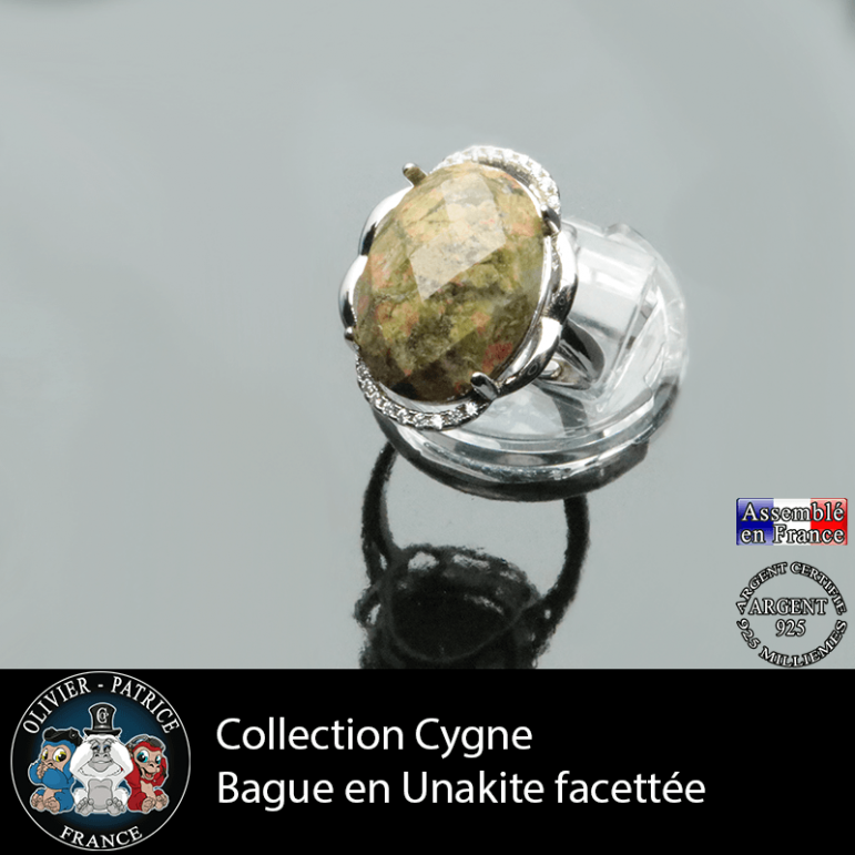 Bague Cygne en unakite et argent 925