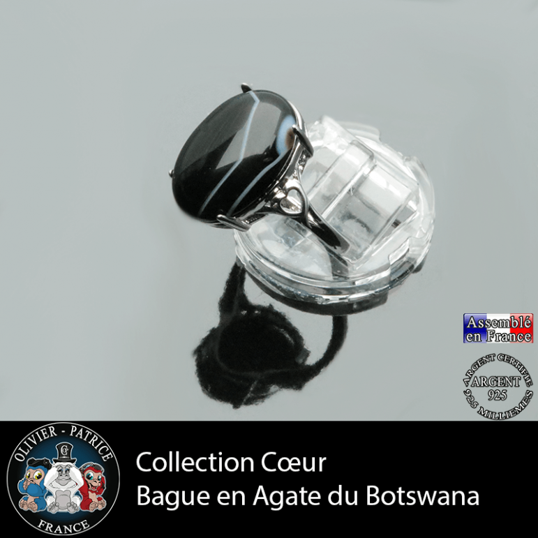 Bague Coeur en agate du Botswana et argent 925