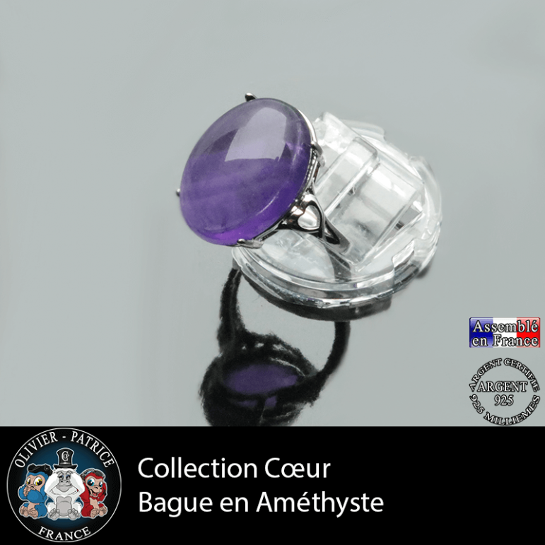 Bague Coeur en améthyste et argent 925