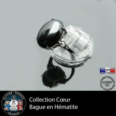 Bague Coeur en hématite et argent 925