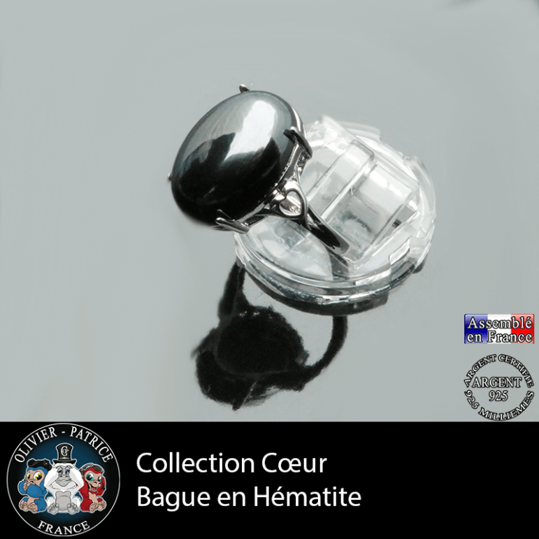 Bague Coeur en hématite et argent 925