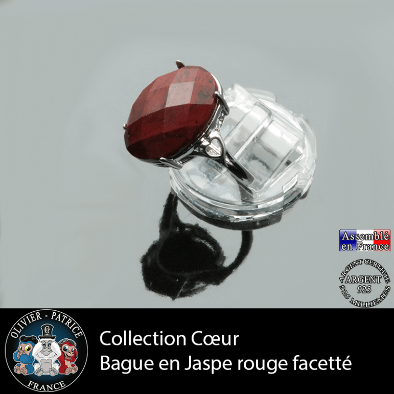 Bague Coeur en jaspe rouge et argent 925