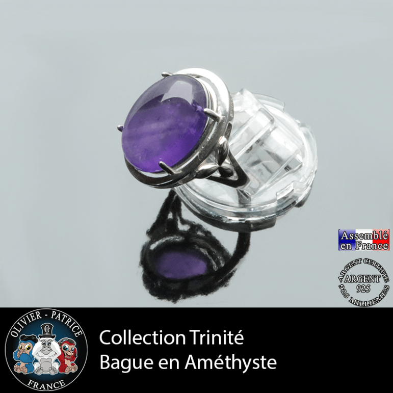 Bague Trinité en améthyste et argent 925