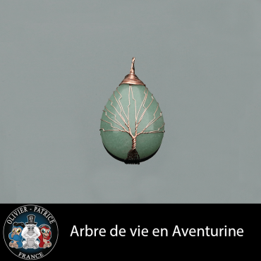 Pendentif arbre de vie en aventurine et son écrin
