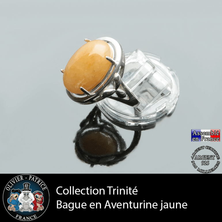 Bague Trinité en aventurine jaune et argent 925