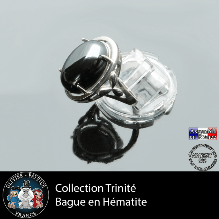 Bague Trinité en hématite et argent 925